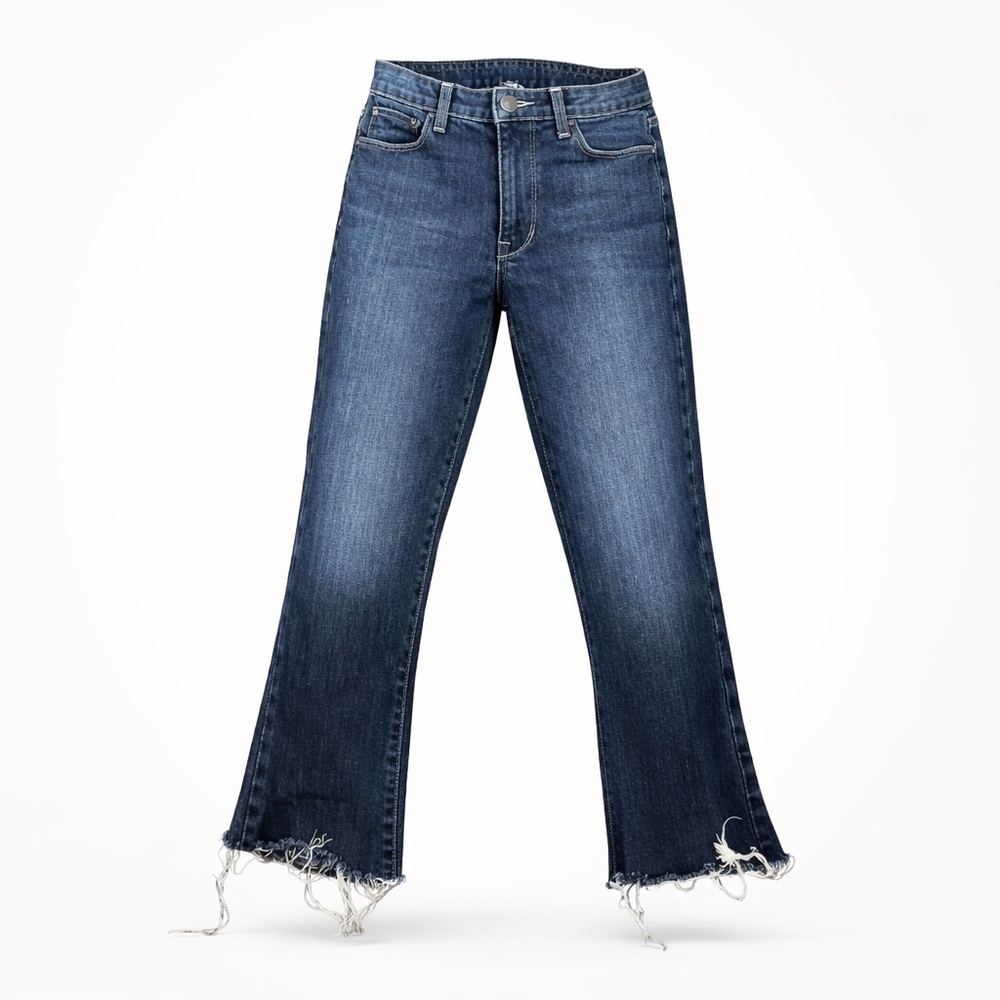 Fidelity Denim Women’s Juniper Cropped Flare Raw Hem Seahorse Dark Wash Sz 24‌‌‌